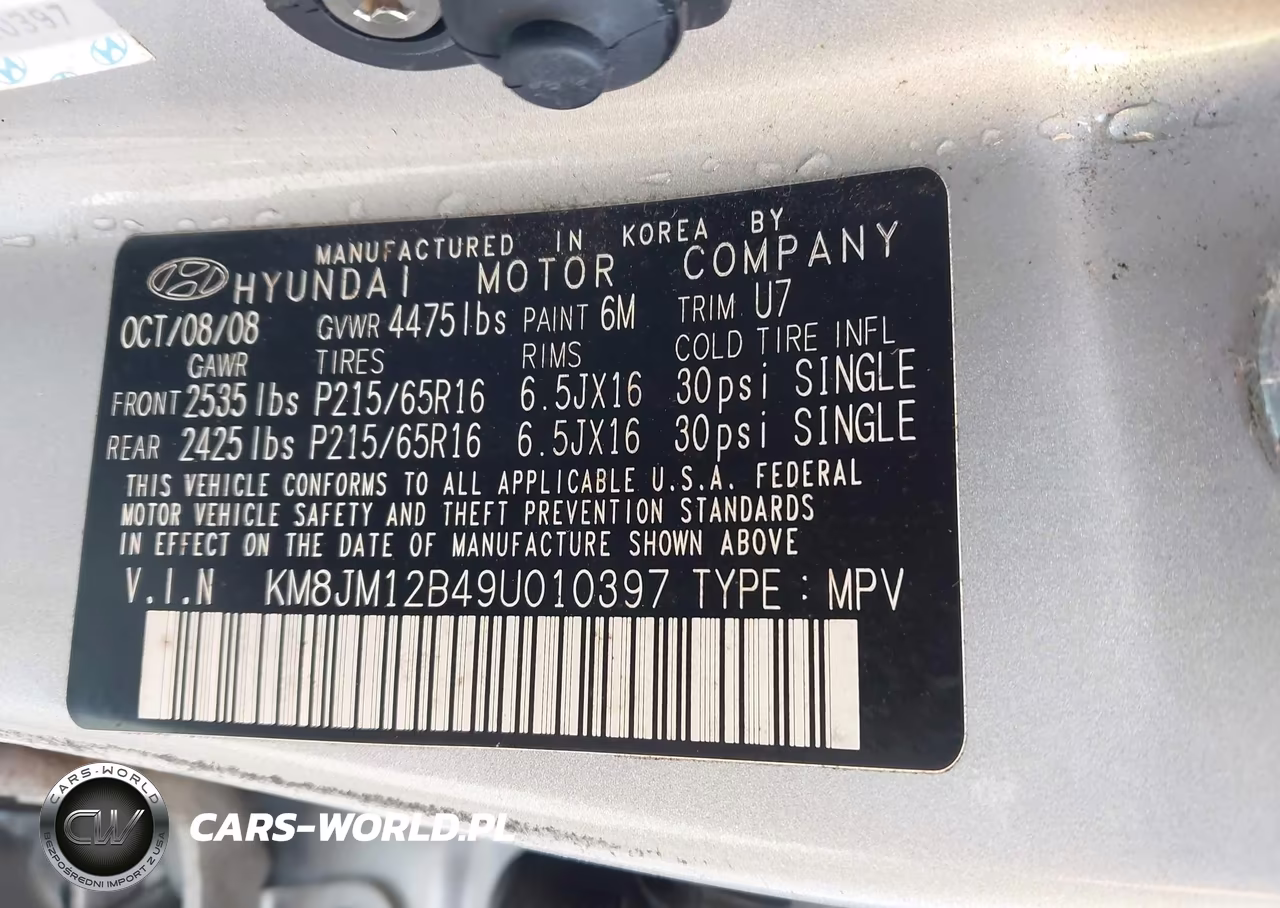 2009 Hyundai Tucson Gls VIN:KM8JM12B49U010397 - 9