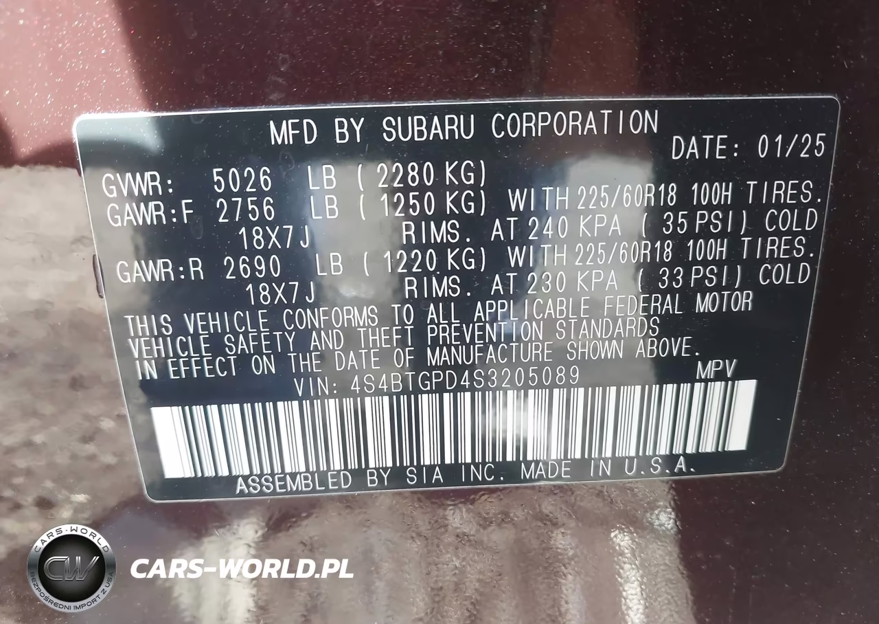 2025 Subaru Outback Touring Xt VIN:4S4BTGPD4S3205089 - 9