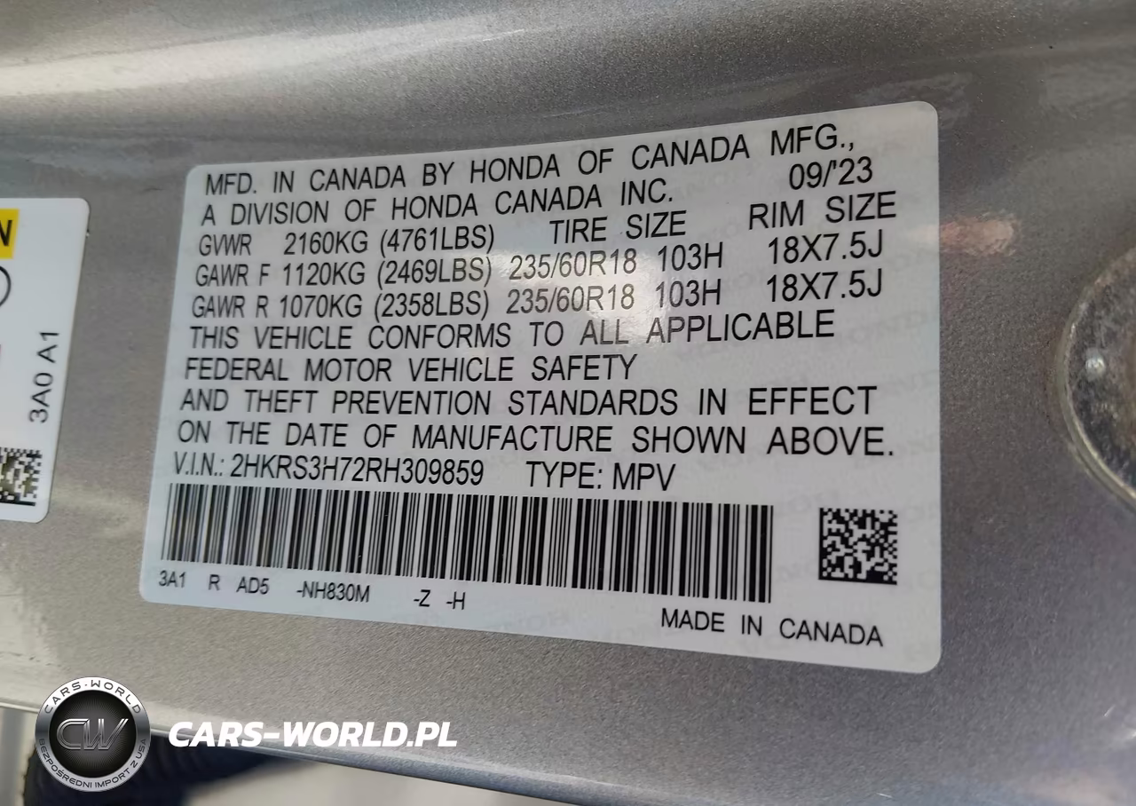 2024 Honda Cr-V Ex-L 2Wd VIN:2HKRS3H72RH309859 - 9