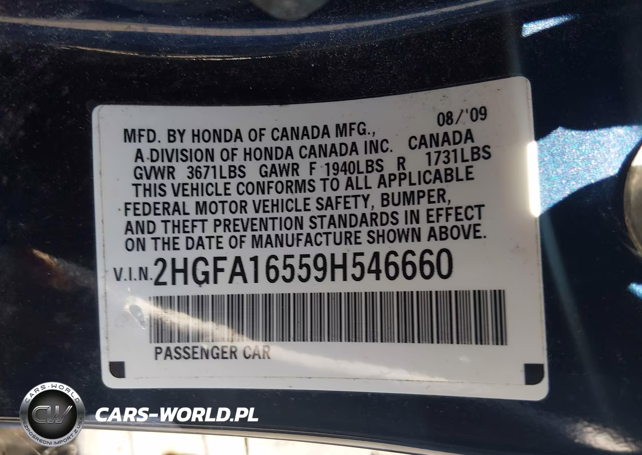 2009 Honda Civic Lx VIN:2HGFA16559H546660 - 9