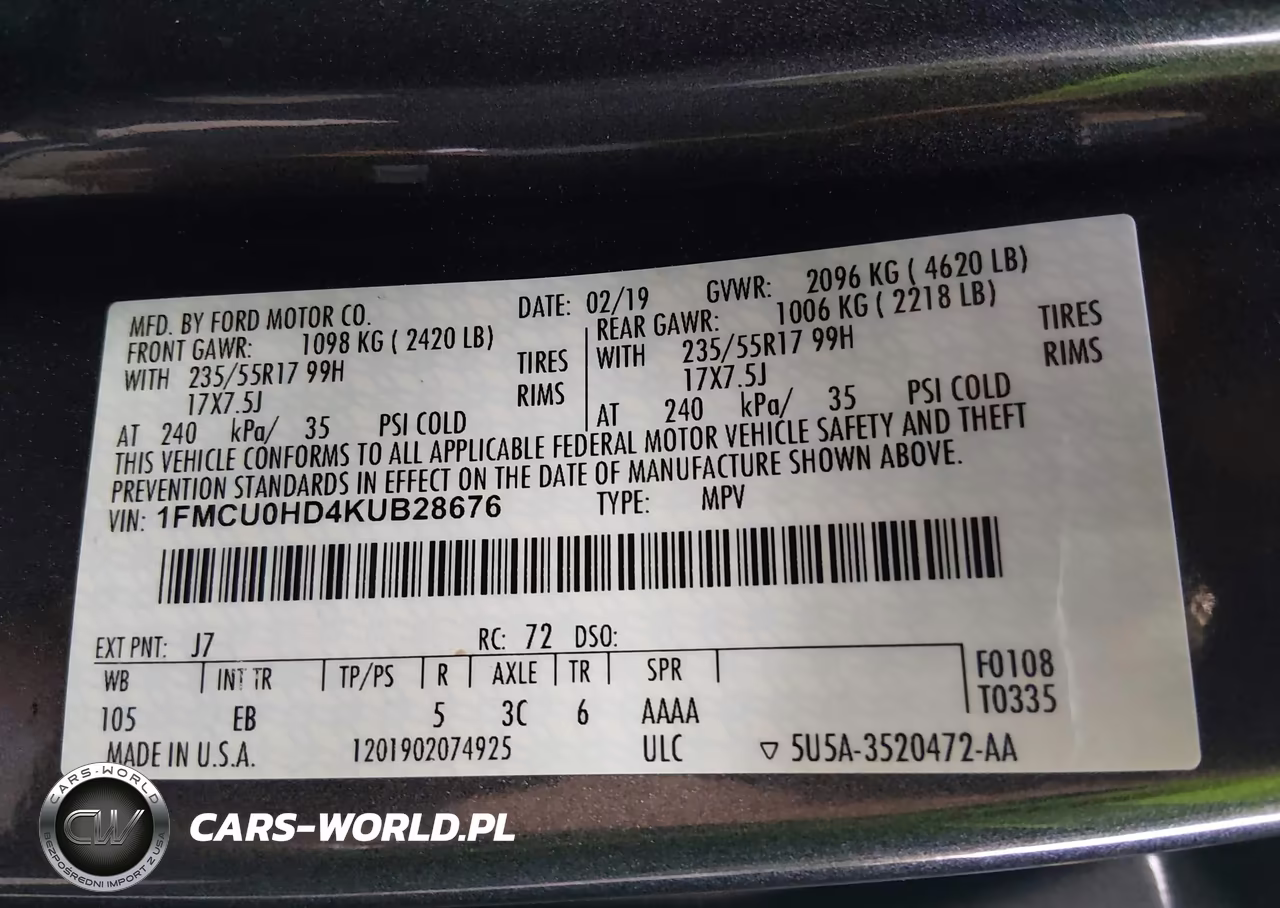 2019 Ford Escape Sel VIN:1FMCU0HD4KUB28676 - 9