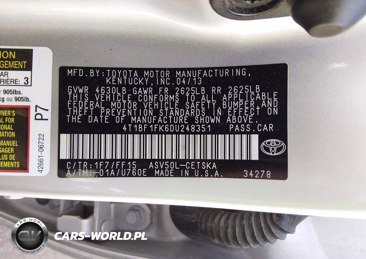 2013 Toyota Camry Se VIN:4T1BF1FK6DU248351 - 9