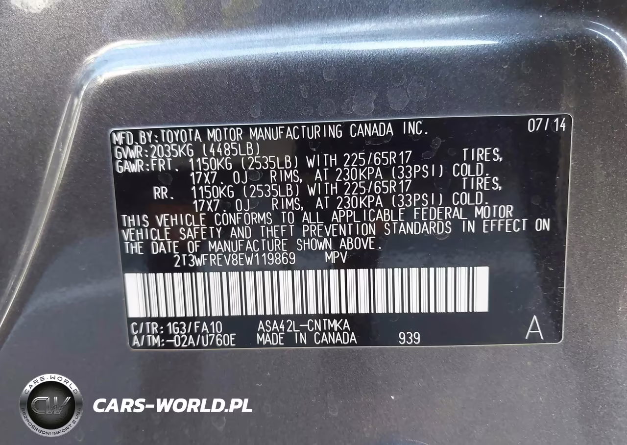 2014 Toyota Rav4 Xle VIN:2T3WFREV8EW119869 - 17