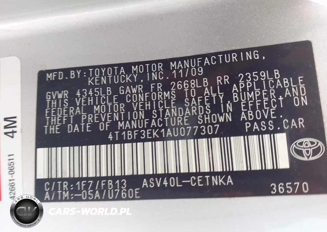 2010 Toyota Camry Le VIN:4T1BF3EK1AU077307 - 9