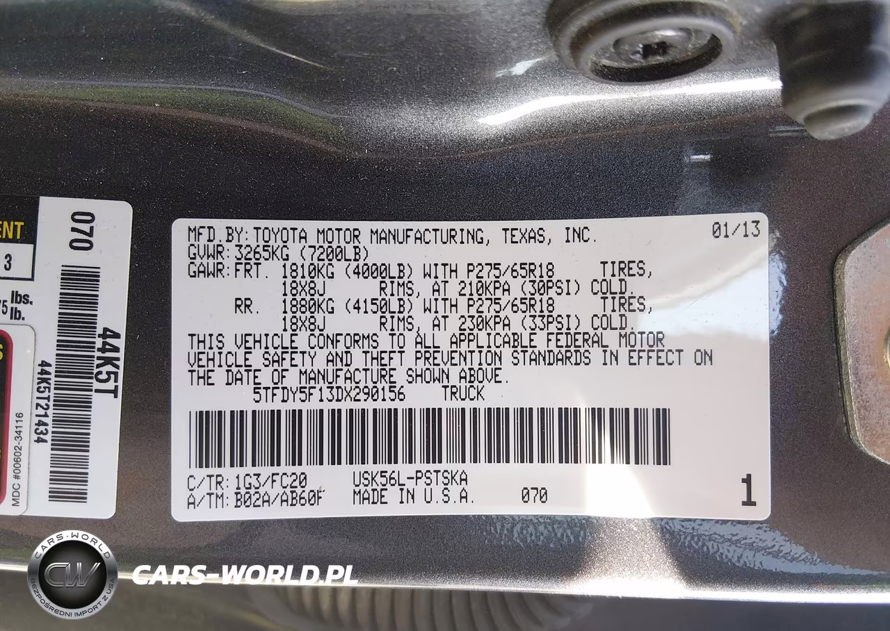 2013 Toyota Tundra Grade 5.7L V8 VIN:5TFDY5F13DX290156 - 9