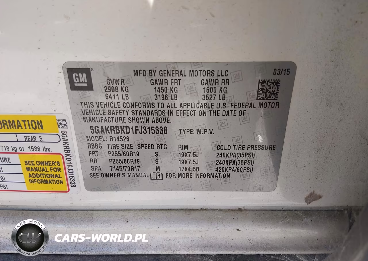 2015 Buick Enclave Leather VIN:5GAKRBKD1FJ315338 - 9