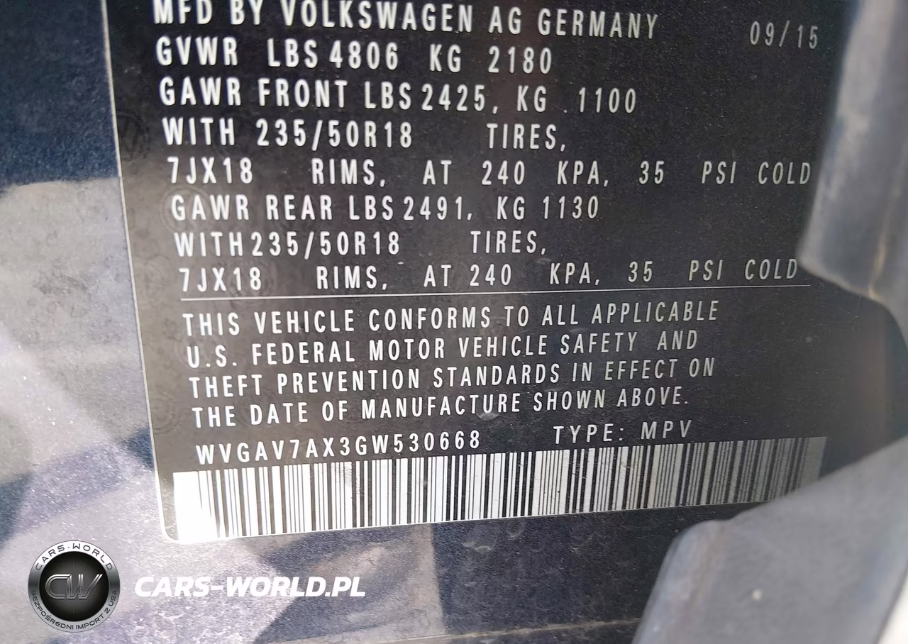 2016 Volkswagen Tiguan Se VIN:WVGAV7AX3GW530668 - 9