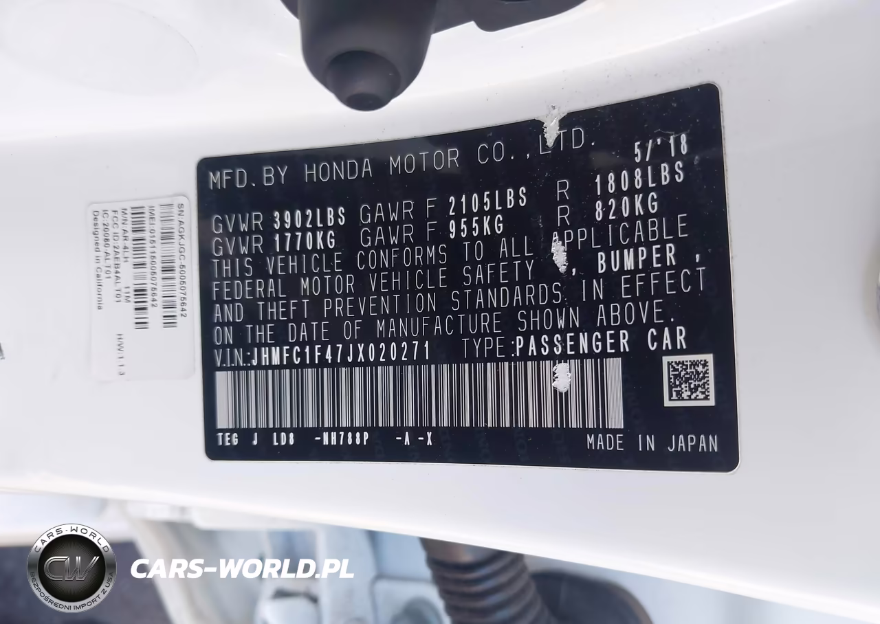 2018 Honda Civic Ex-T VIN:JHMFC1F47JX020271 - 9