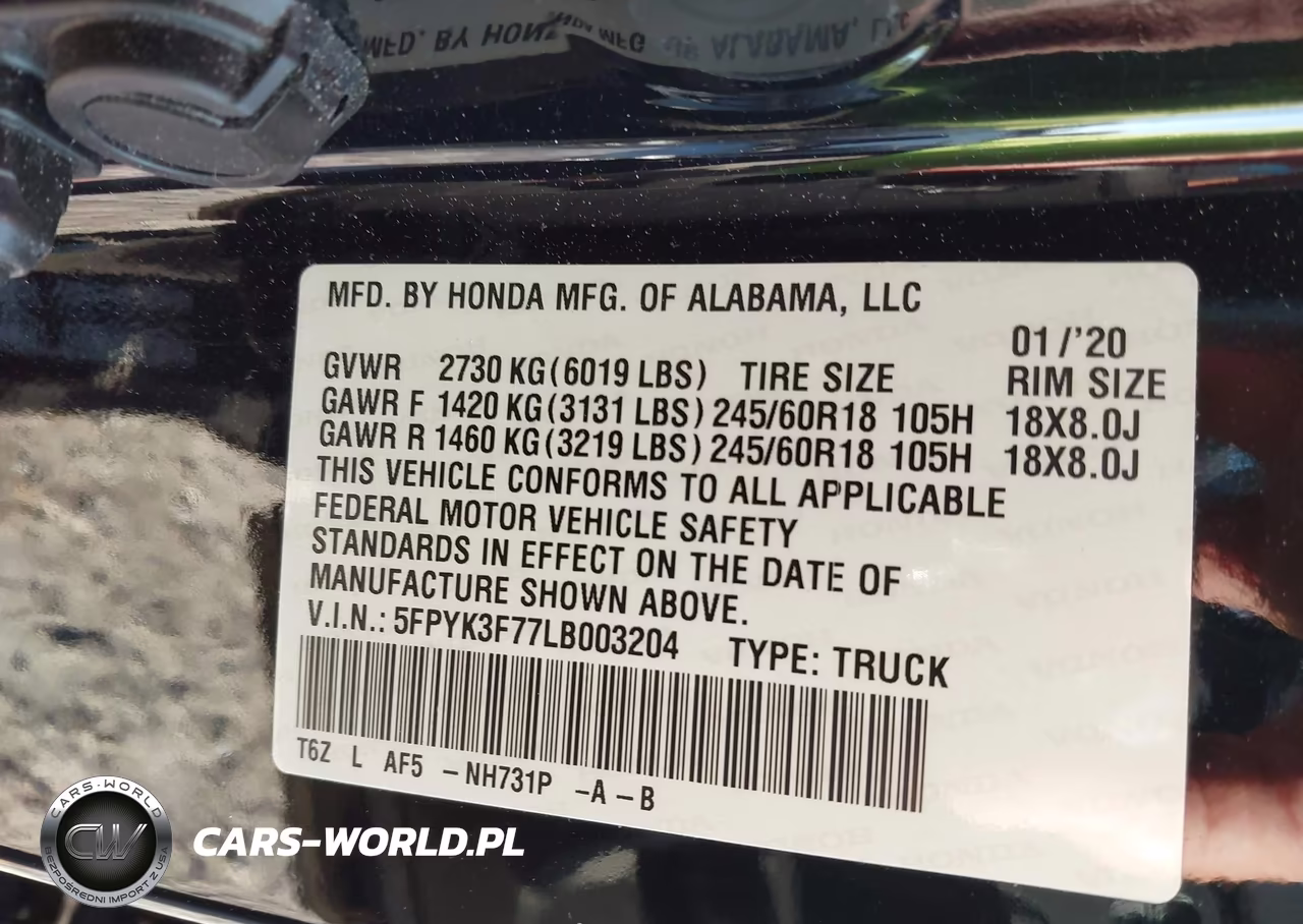 2020 Honda Ridgeline Rtl-E VIN:5FPYK3F77LB003204 - 9