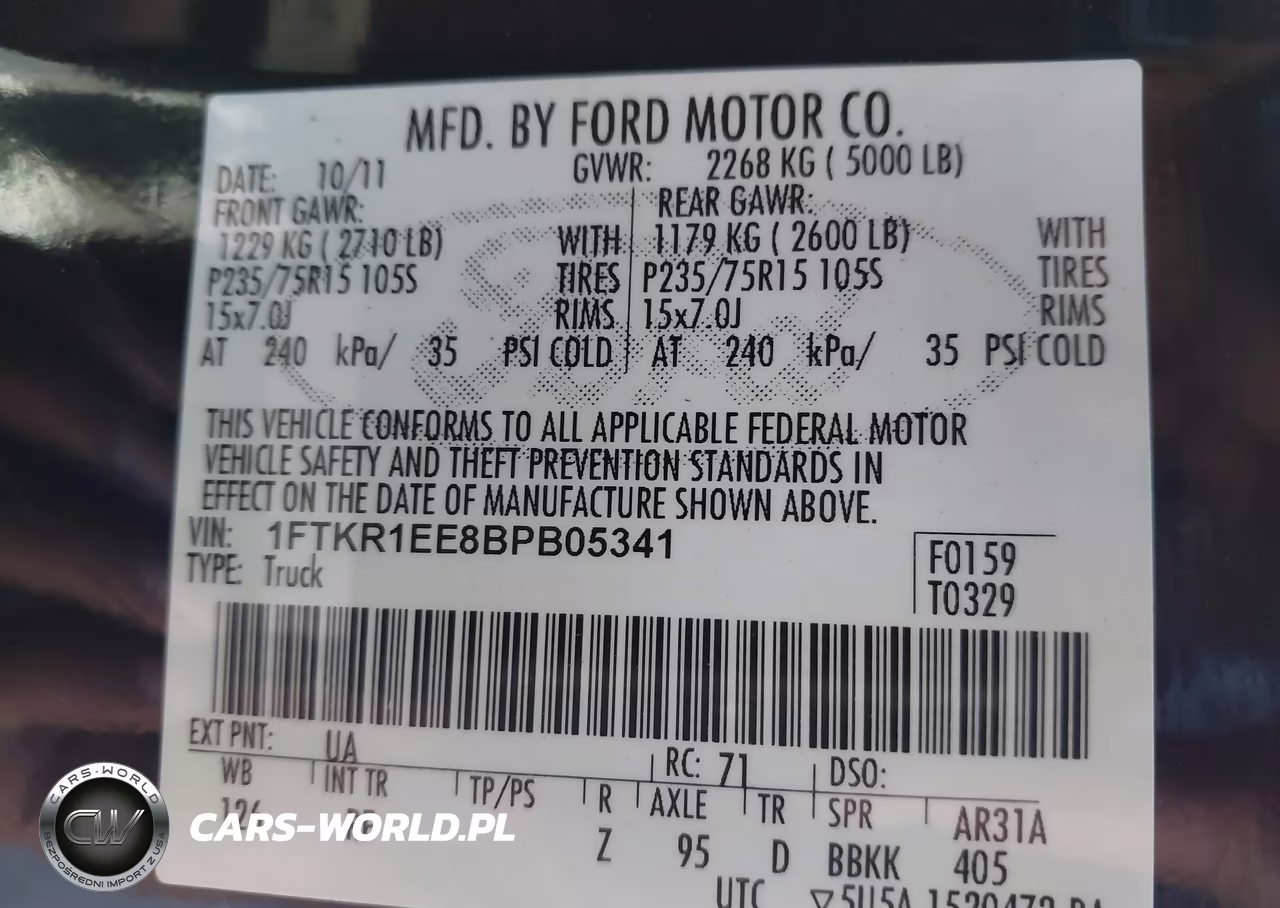 2011 Ford Ranger Sport VIN:1FTKR1EE8BPB05341 - 9