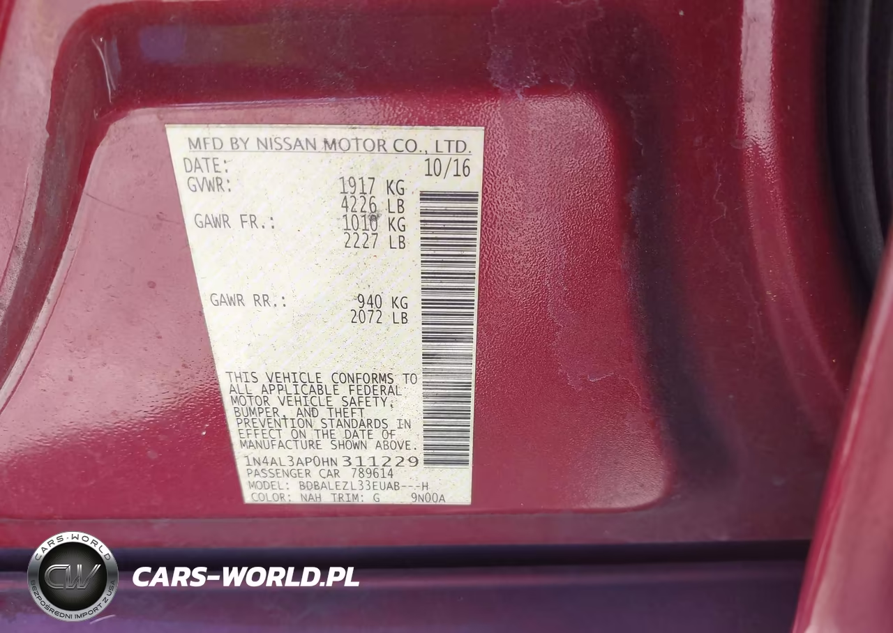 2017 Nissan Altima 2.5 S VIN:1N4AL3AP0HN311229 - 9