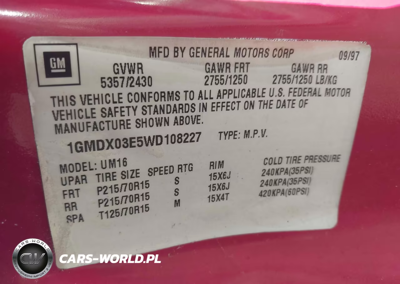 1998 Pontiac Trans Sport VIN:1GMDX03E5WD108227 - 9