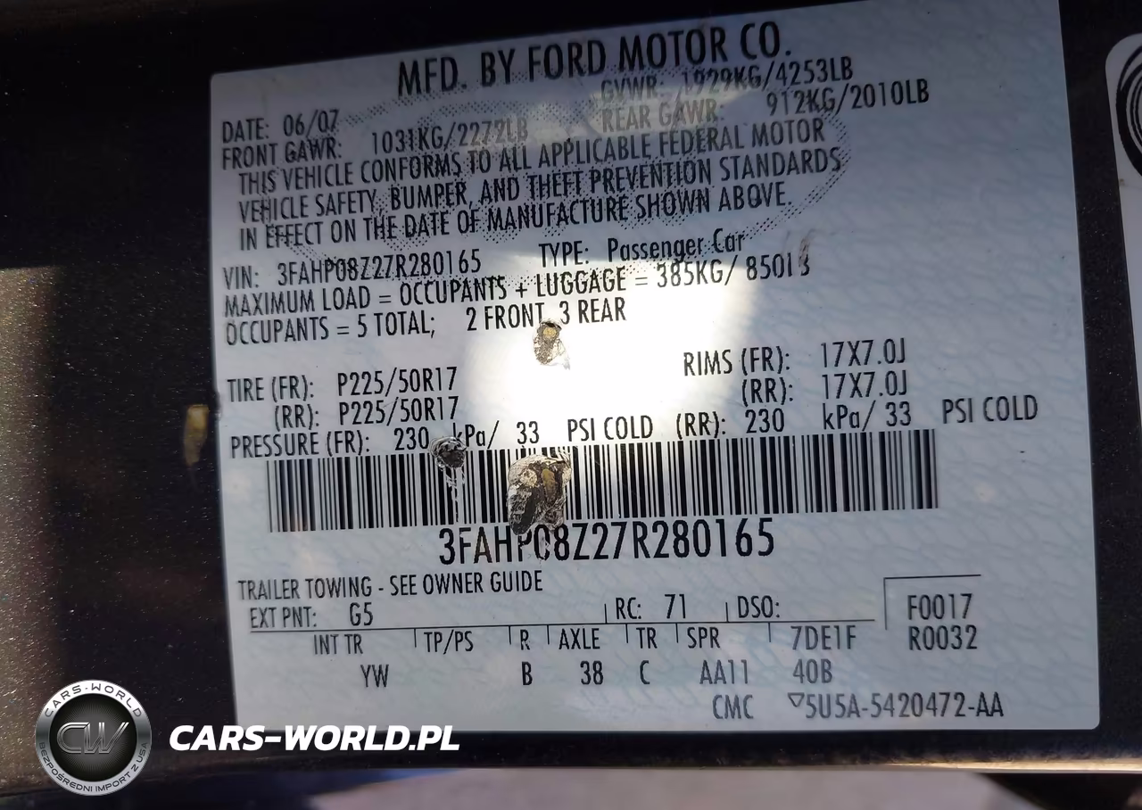 2007 Ford Fusion Sel VIN:3FAHP08Z27R280165 - 9