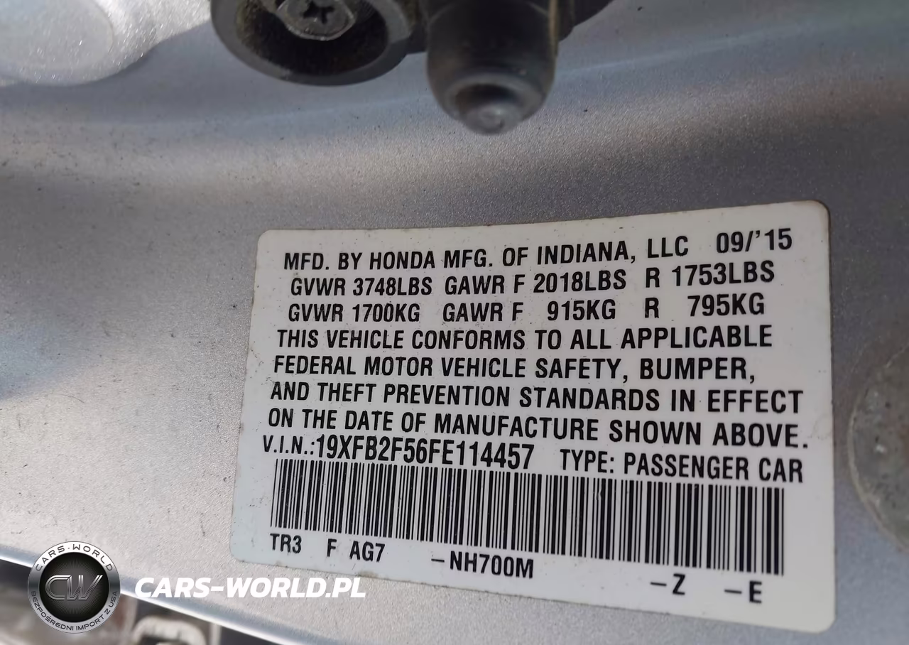 2015 Honda Civic Lx VIN:19XFB2F56FE114457 - 9