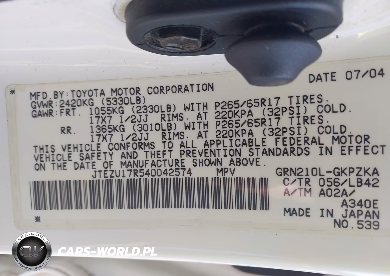 2004 Toyota 4Runner Limited V6 VIN:JTEZU17R540042574 - 9