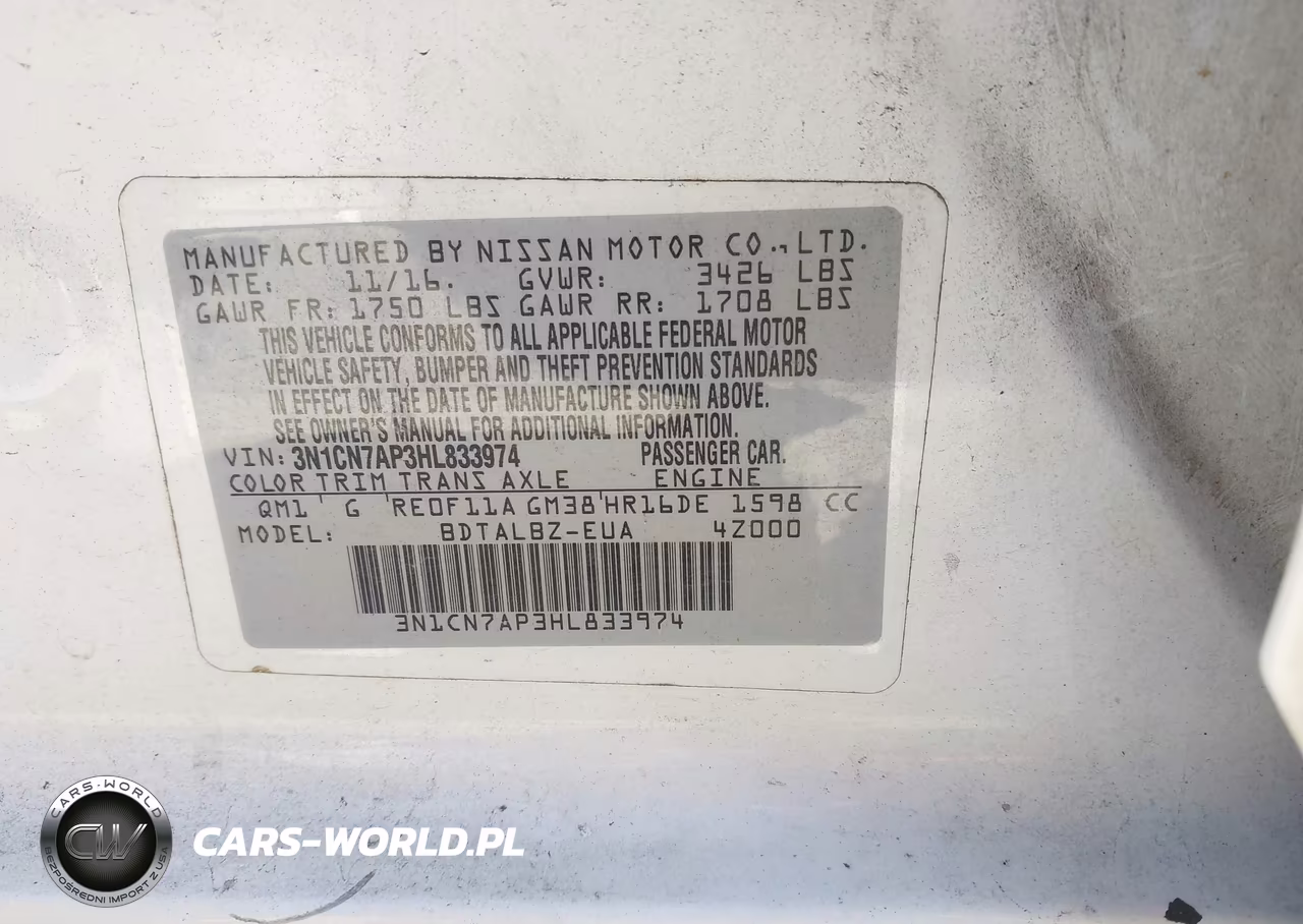 2017 Nissan Versa 1.6 Sv VIN:3N1CN7AP3HL833974 - 9