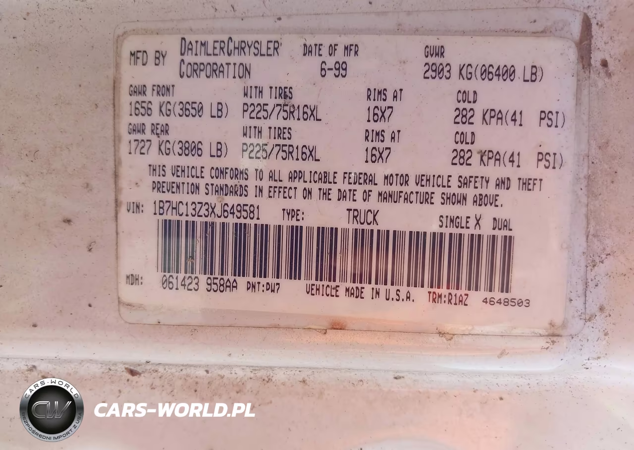 1999 Dodge Ram 1500 St VIN:1B7HC13Z3XJ649581 - 9