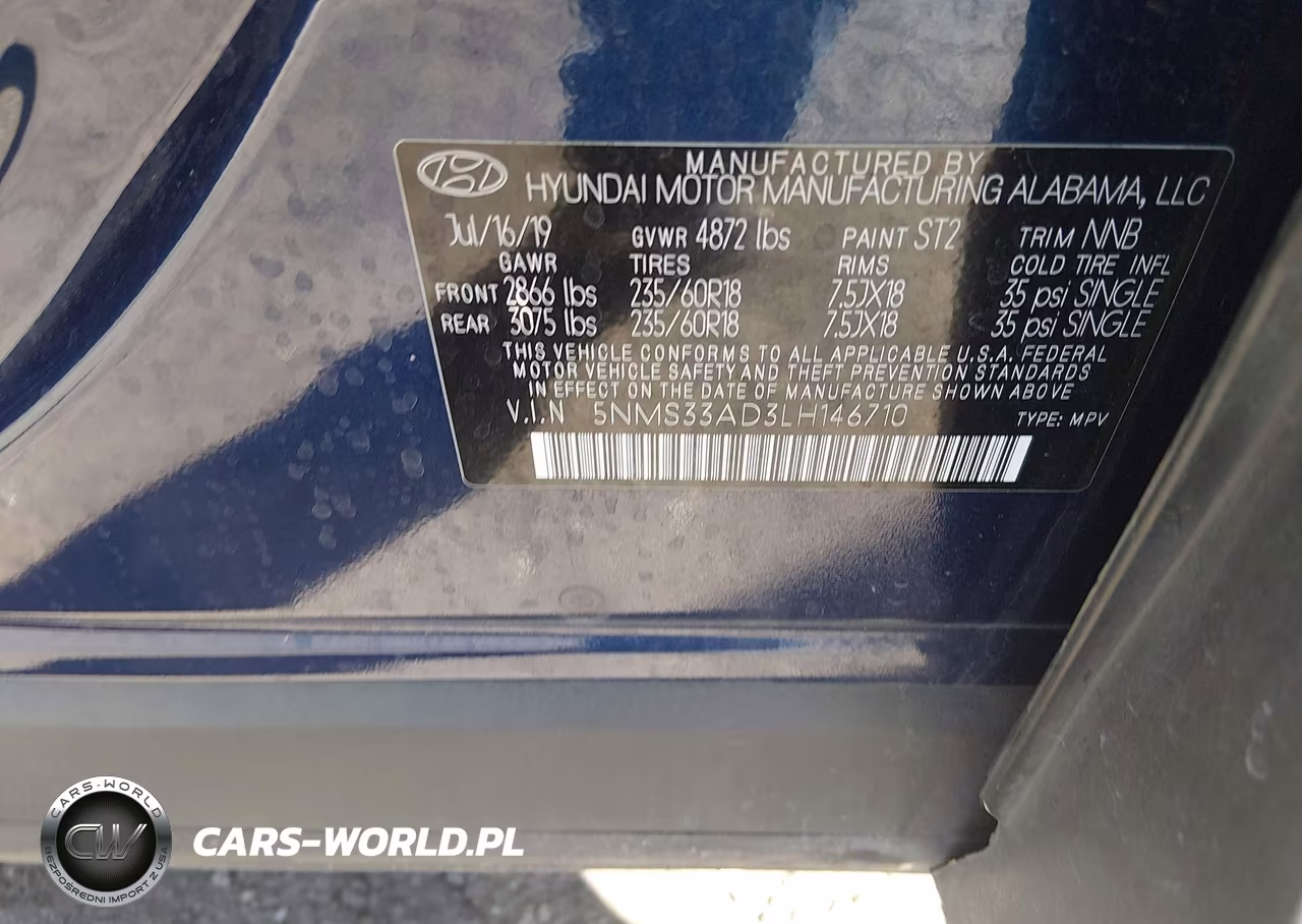 2020 Hyundai Santa Fe Sel VIN:5NMS33AD3LH146710 - 9