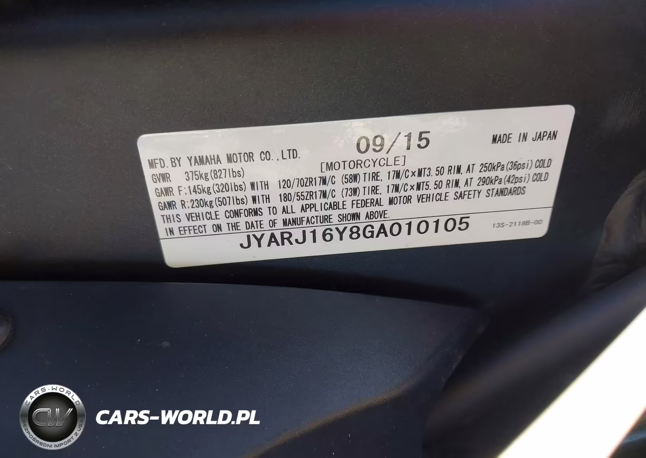 2016 Yamaha Yzfr6 C VIN:JYARJ16Y8GA010105 - 10