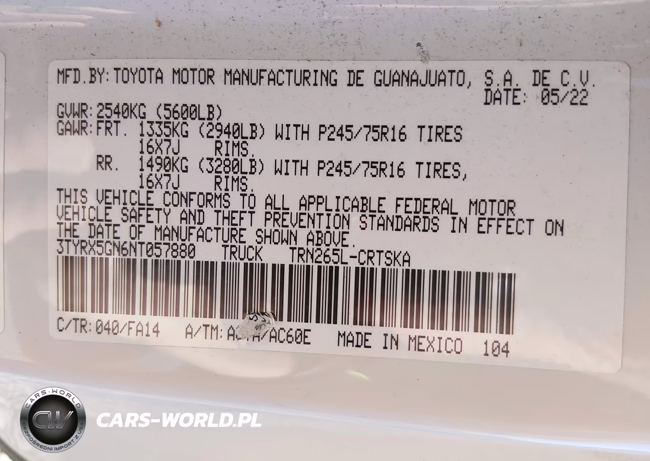2022 Toyota Tacoma Sr VIN:3TYRX5GN6NT057880 - 9