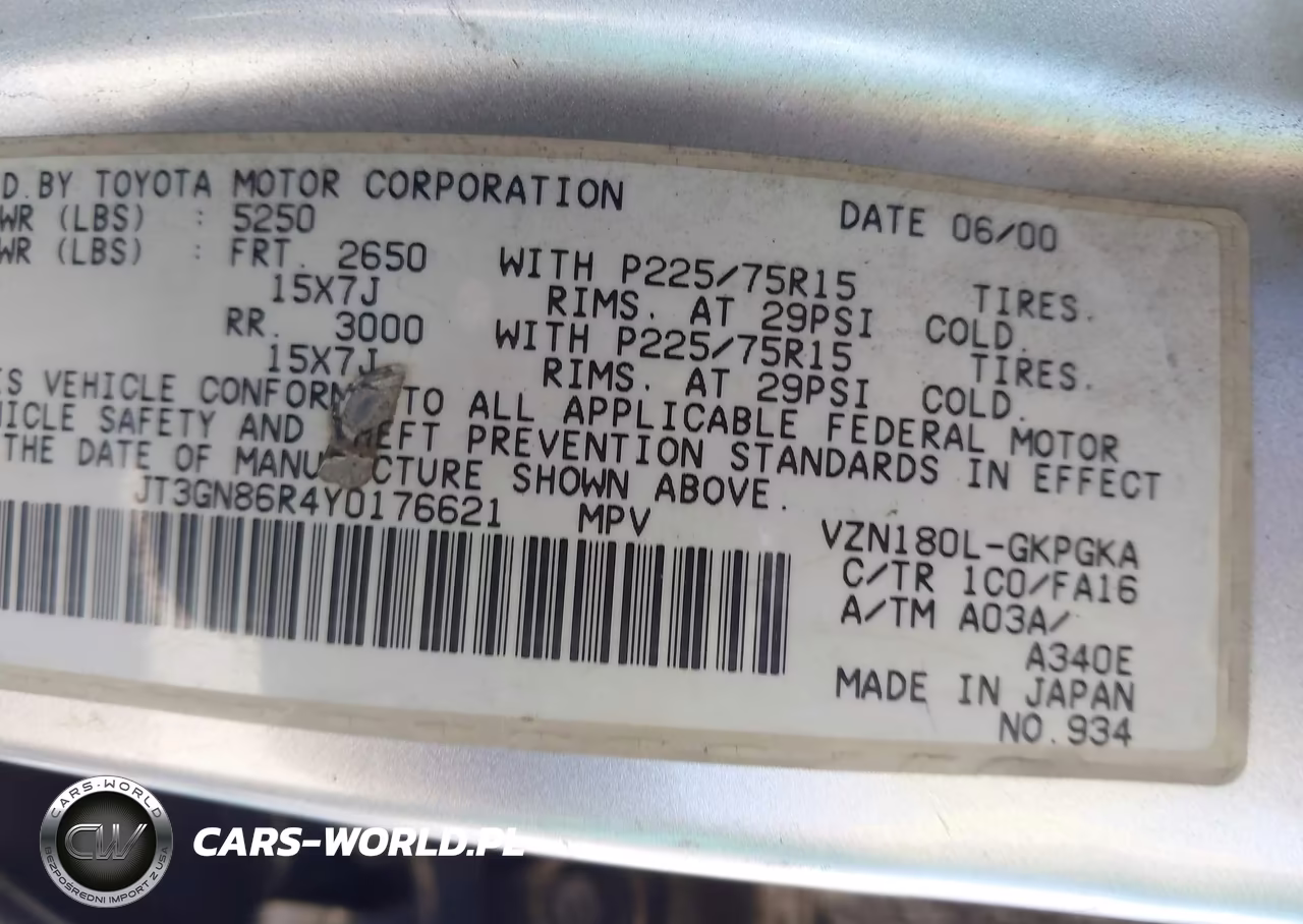 2000 Toyota 4Runner Sr5 V6 VIN:JT3GN86R4Y0176621 - 9