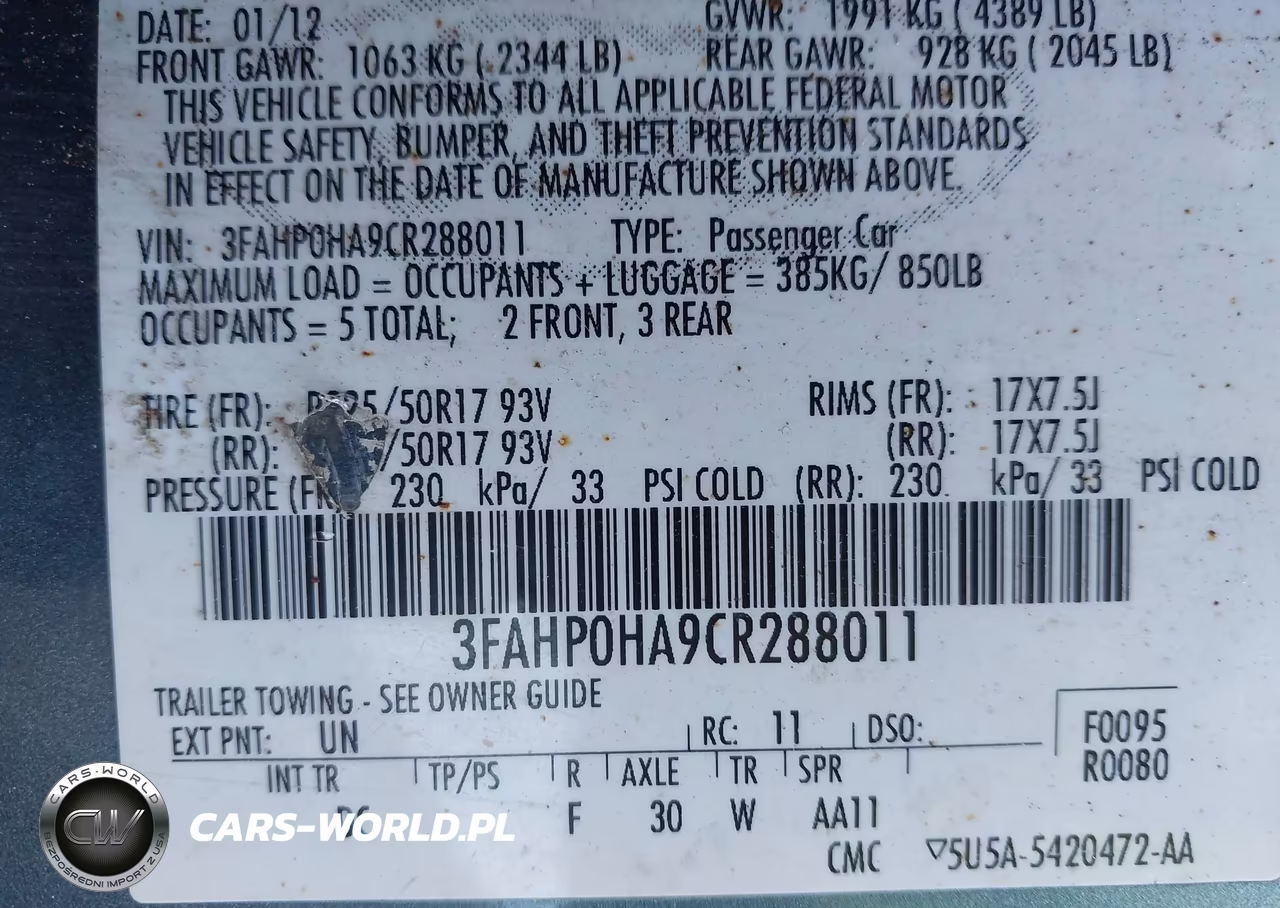 2012 Ford Fusion Se VIN:3FAHP0HA9CR288011 - 9