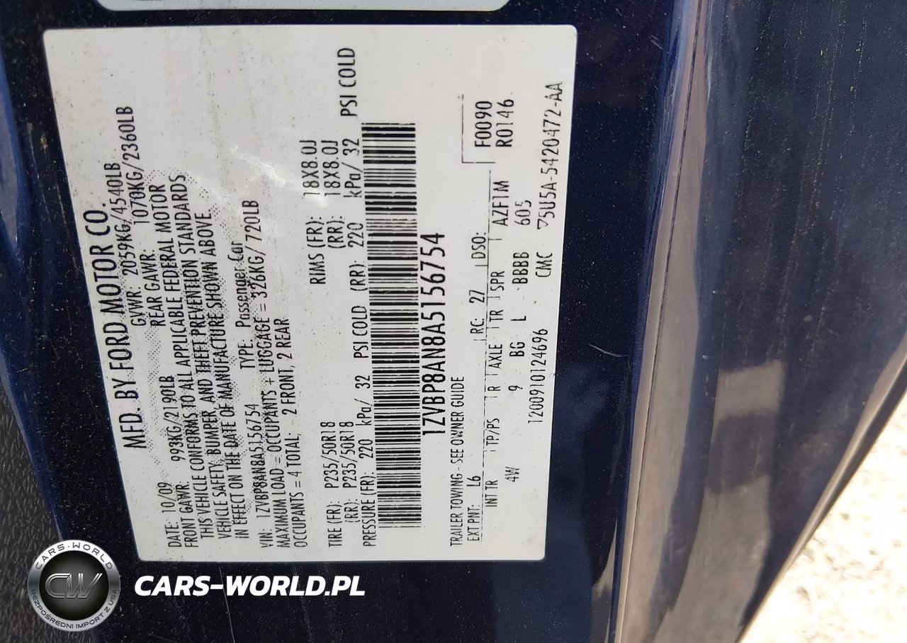 2010 Ford Mustang V6-V6 Premium VIN:1ZVBP8AN8A5156754 - 9