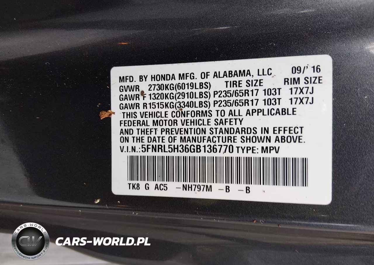 2016 Honda Odyssey Se VIN:5FNRL5H36GB136770 - 9