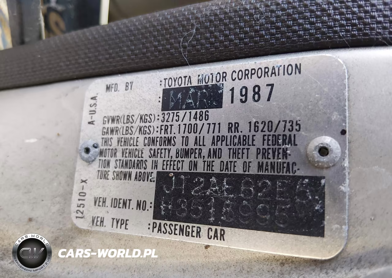 1987 Toyota Corolla Dlx VIN:JT2AE82E5H3515995 - 9
