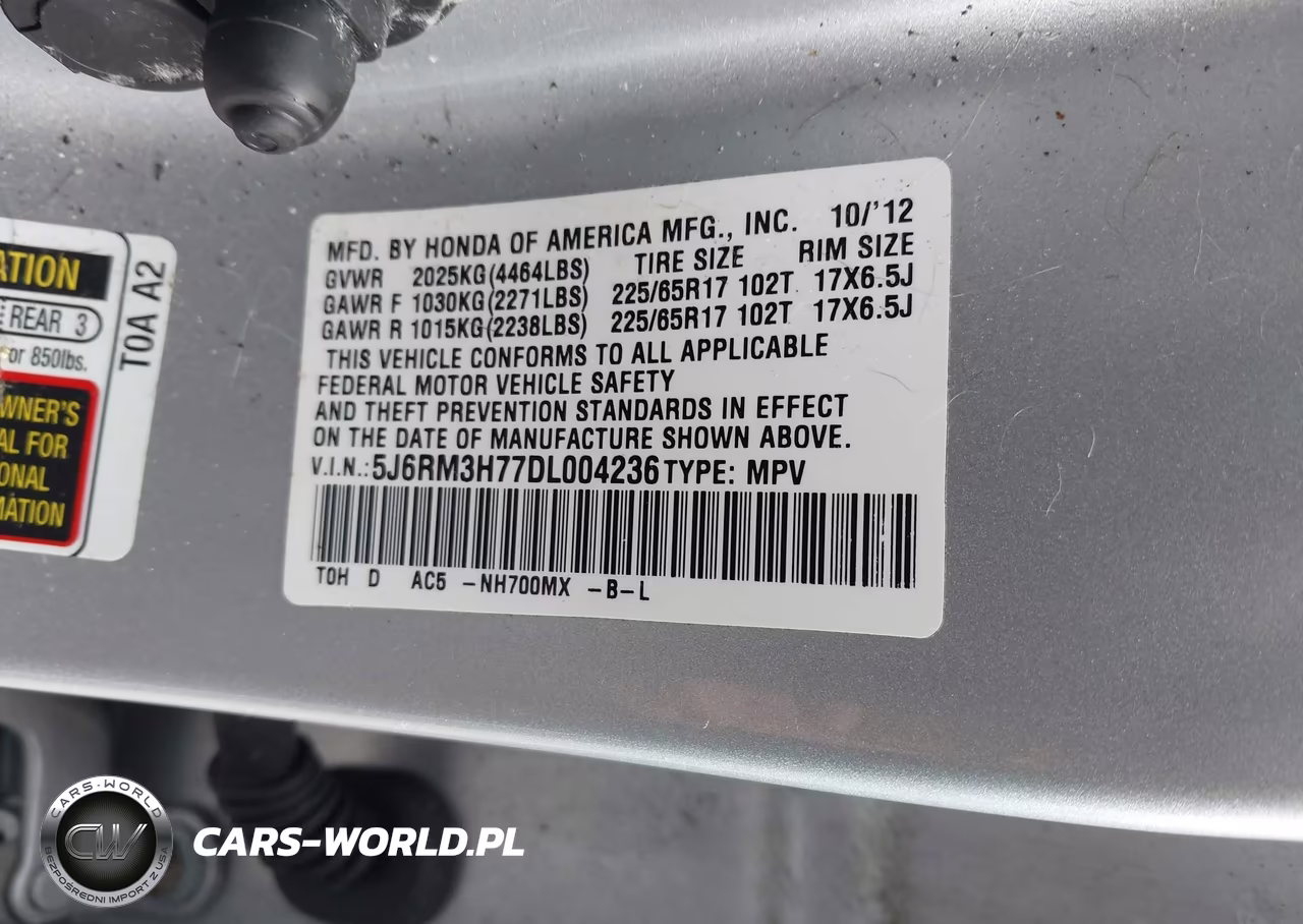 2013 Honda Cr-V Ex-L VIN:5J6RM3H77DL004236 - 9