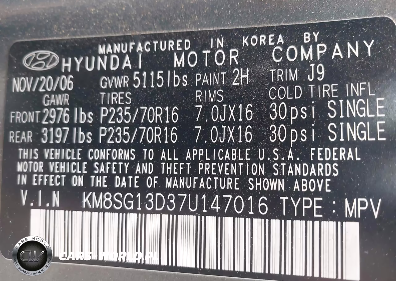2007 Hyundai Santa Fe Gls VIN:KM8SG13D37U147016 - 9