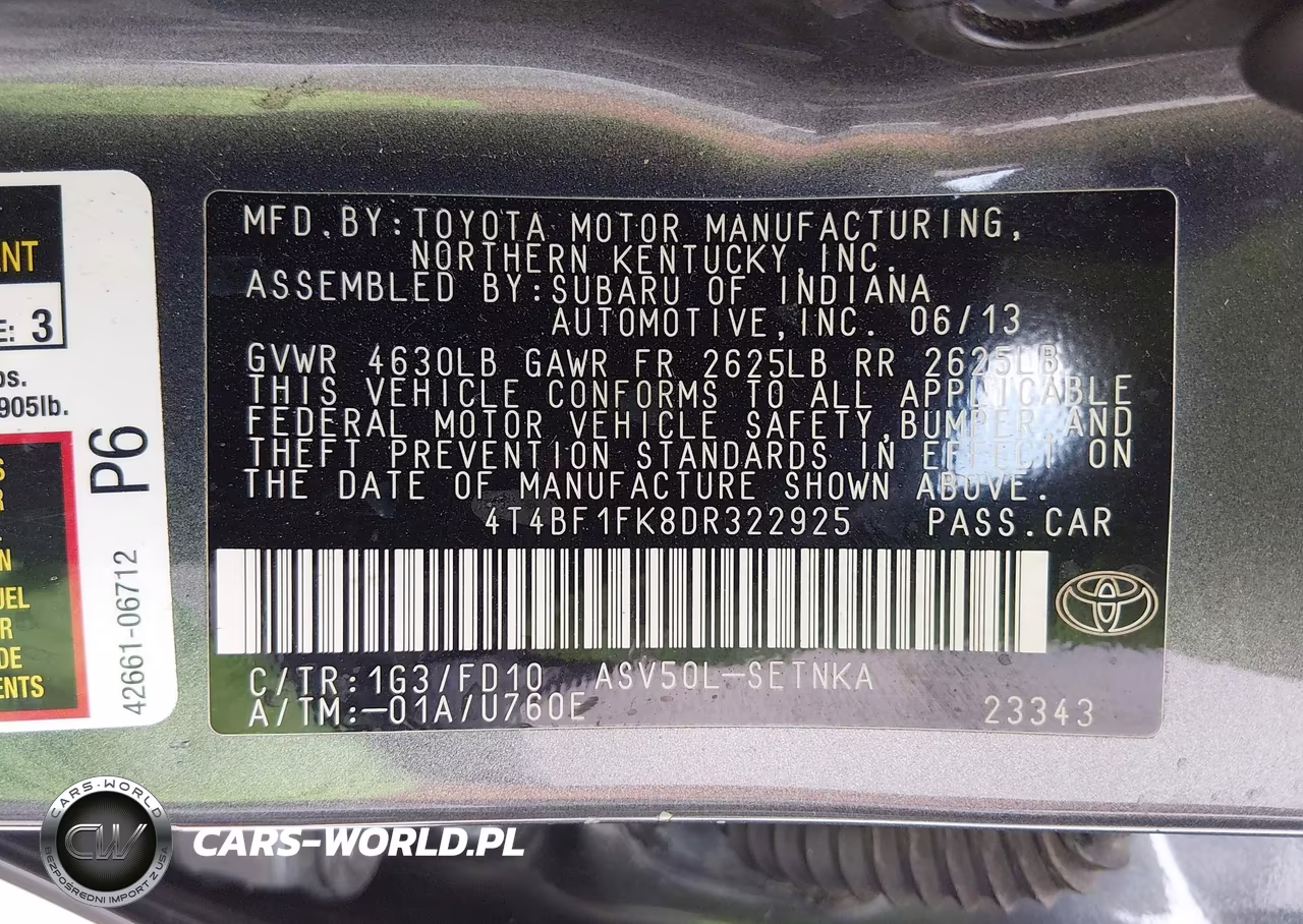 2013 Toyota Camry Le VIN:4T4BF1FK8DR322925 - 9