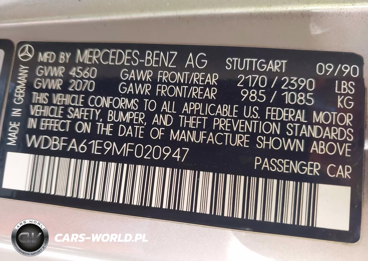 1991 Mercedes-Benz 300 Sl VIN:WDBFA61E9MF020947 - 9
