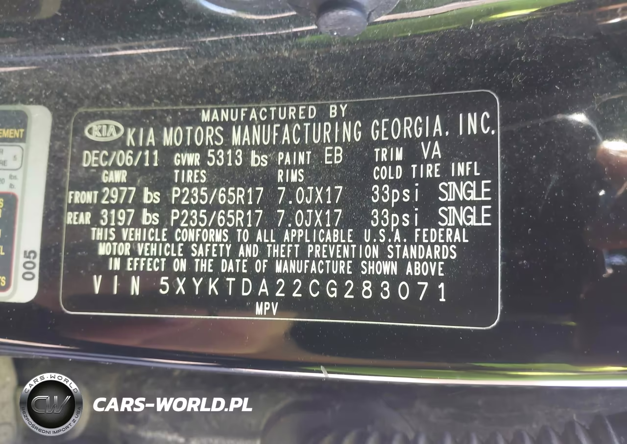 2012 Kia Sorento Lx V6 VIN:5XYKTDA22CG283071 - 9