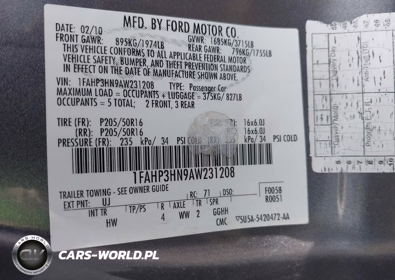 2010 Ford Focus Sel VIN:1FAHP3HN9AW231208 - 9