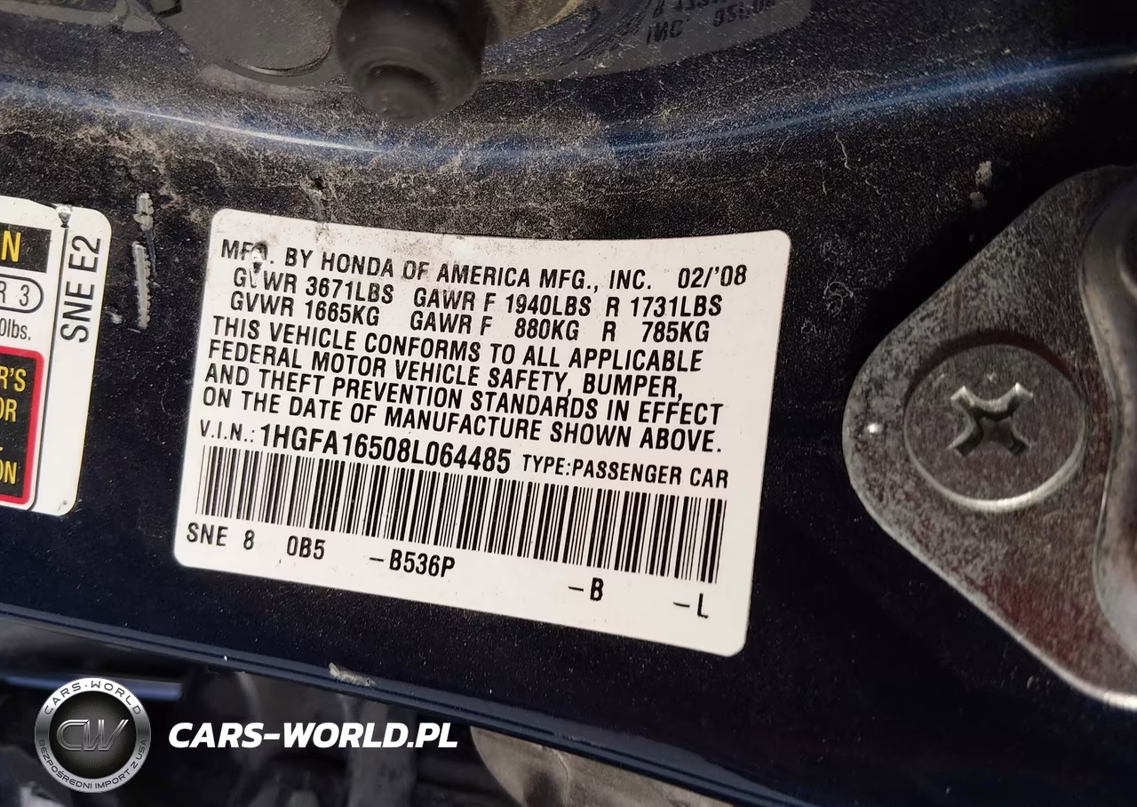 2008 Honda Civic Lx VIN:1HGFA16508L064485 - 9