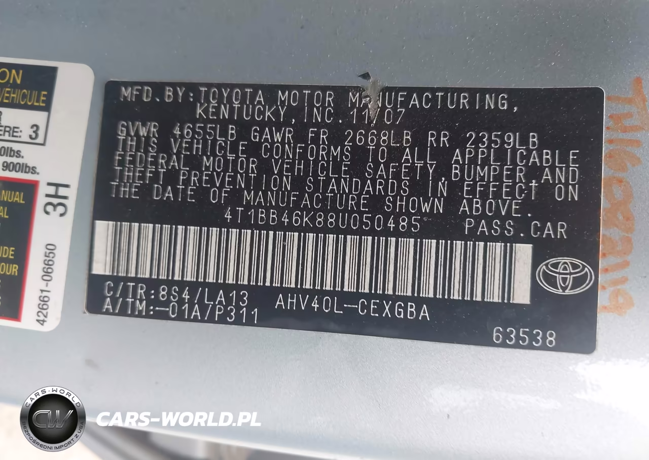 2008 Toyota Camry Hybrid VIN:4T1BB46K88U050485 - 9