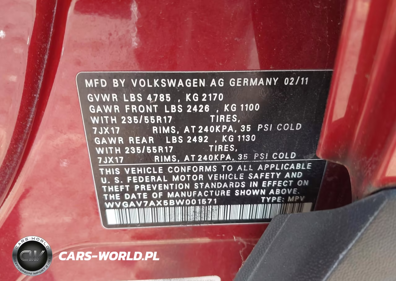 2011 Volkswagen Tiguan Se VIN:WVGAV7AX5BW001571 - 9