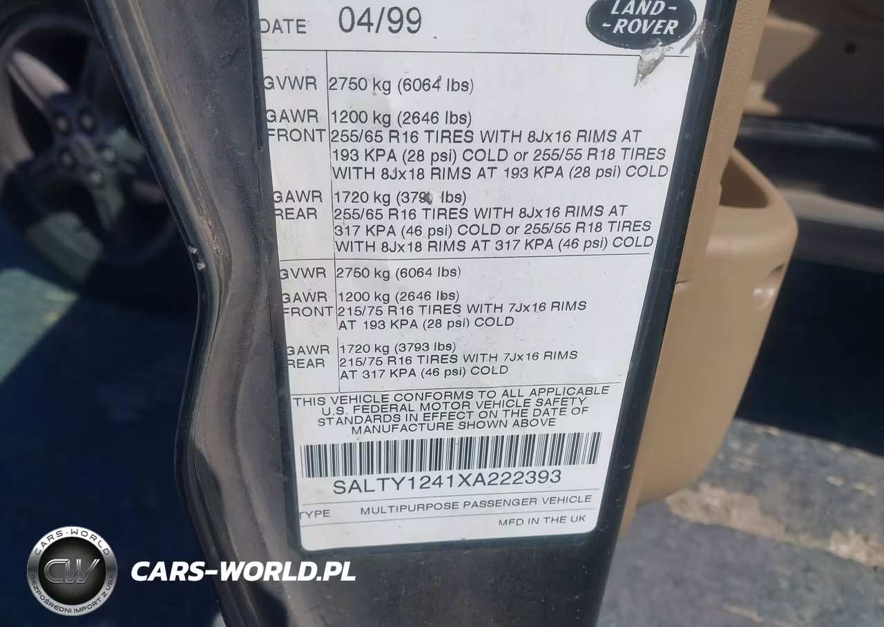 1999 Land Rover Discovery Series Ii VIN:SALTY1241XA222393 - 9