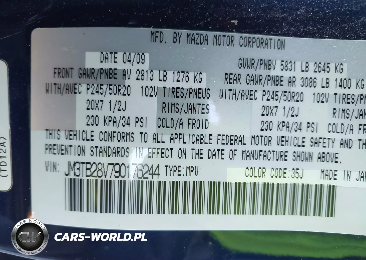 2009 Mazda Cx-9 Grand Touring VIN:JM3TB28V790176244 - 9