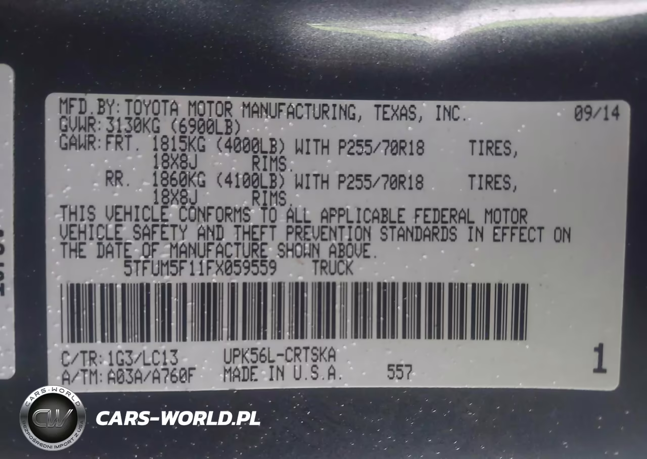 2015 Toyota Tundra Sr 4.6L V8 VIN:5TFUM5F11FX059559 - 9