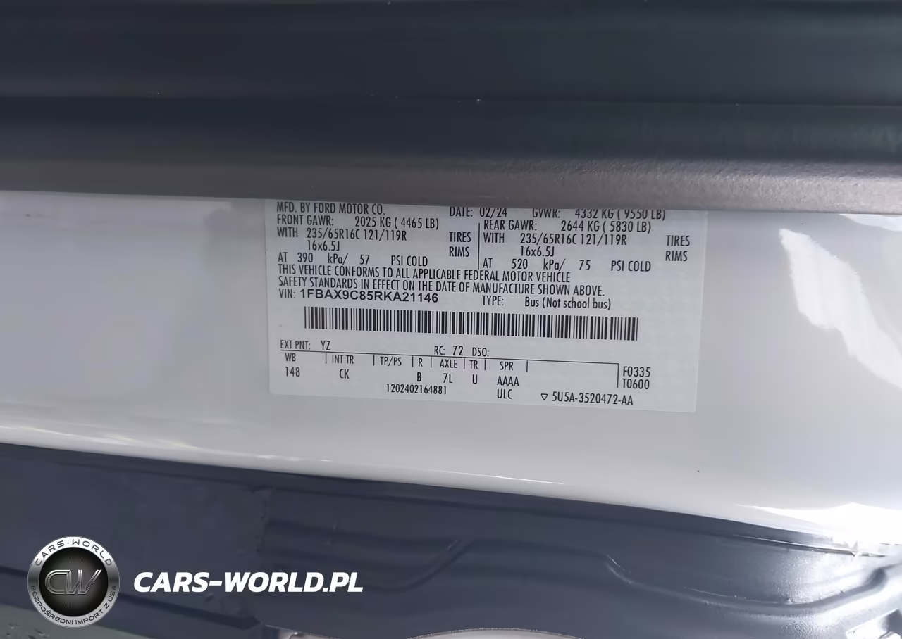 2024 Ford Transit-350 Passenger Van Xlt VIN:1FBAX9C85RKA21146 - 9