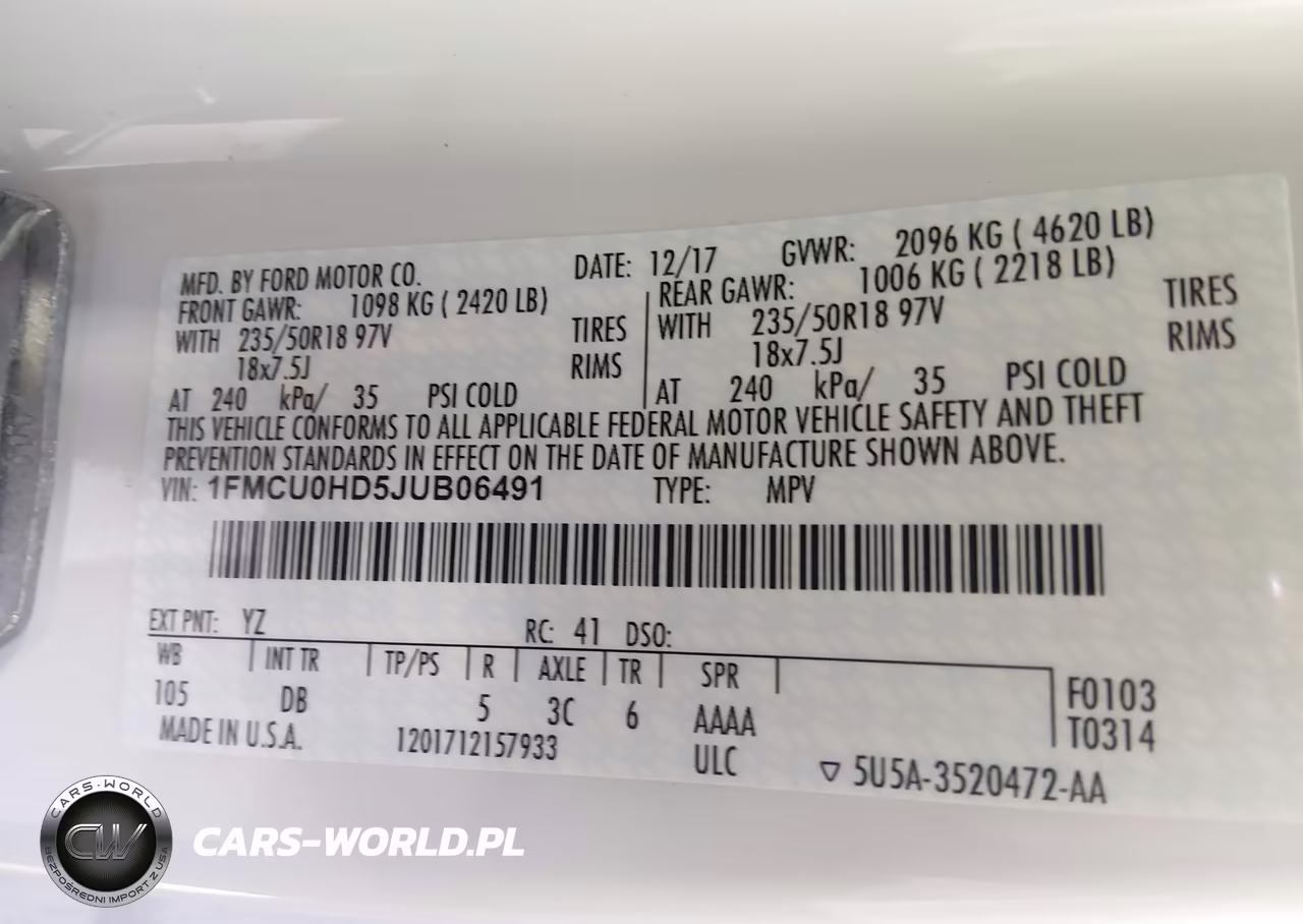 2018 Ford Escape Sel VIN:1FMCU0HD5JUB06491 - 9