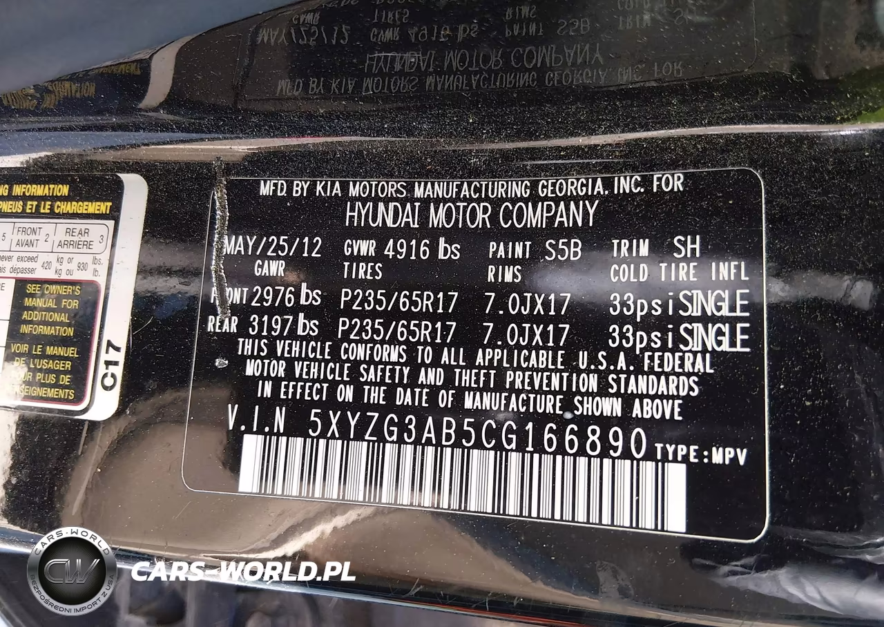 2012 Hyundai Santa Fe Gls VIN:5XYZG3AB5CG166890 - 9