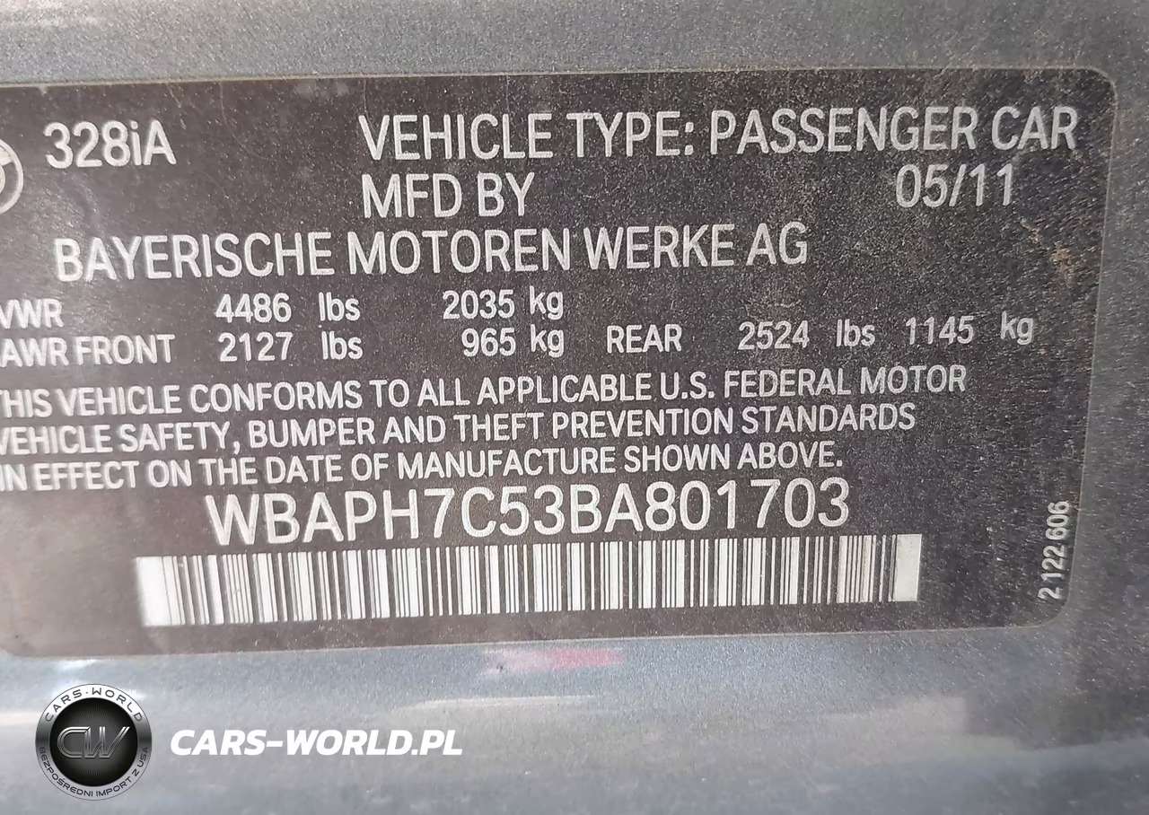 2011 BMW 328I VIN:WBAPH7C53BA801703 - 9
