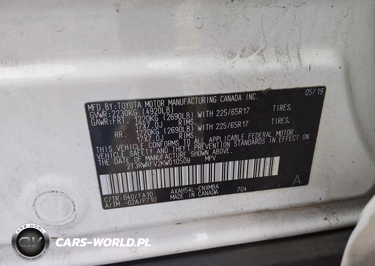 2019 Toyota Rav4 Hybrid Xle VIN:2T3RWRFV2KW010508 - 9