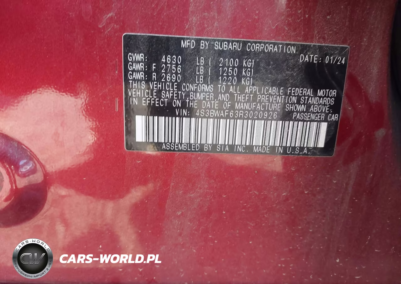 2024 Subaru Legacy Premium VIN:4S3BWAF63R3020926 - 9