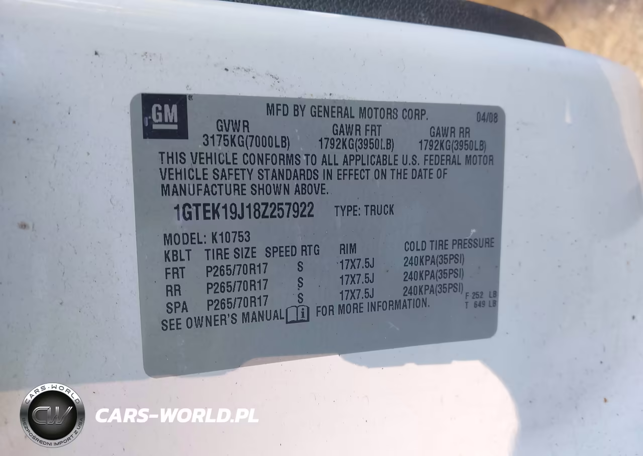 2008 GMC Sierra 1500 Sle1 VIN:1GTEK19J18Z257922 - 9