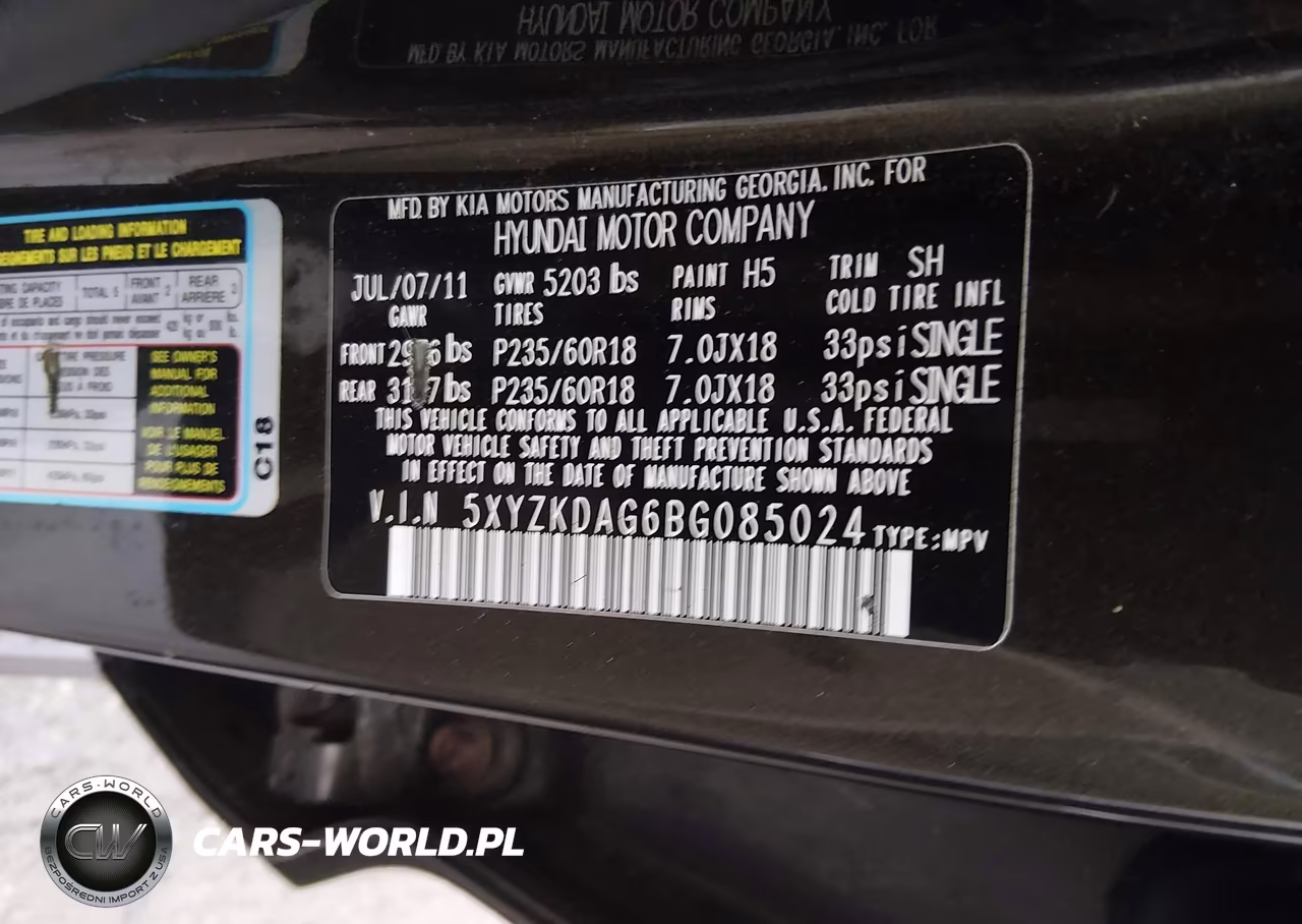 2011 Hyundai Santa Fe Limited V6 VIN:5XYZKDAG6BG085024 - 9