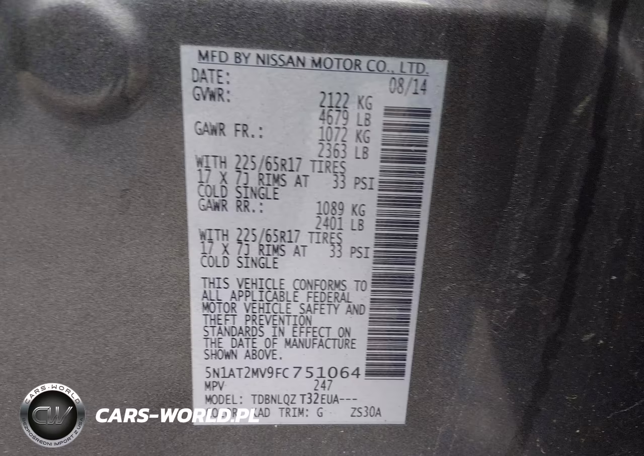 2015 Nissan Rogue Sv VIN:5N1AT2MV9FC751064 - 9